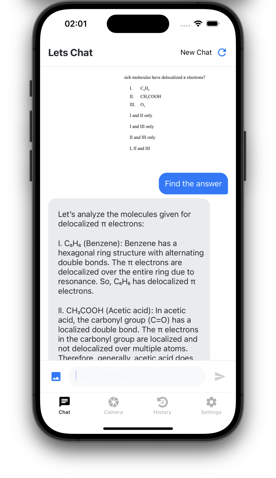 Solution A.I chat interface